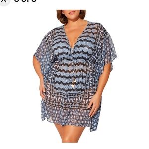 Blue by Rod Beattie Printed Chiffon Caftan Cover-Up